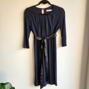 Jules & Jim Belted Navy Dress Made in Canada - Sz S